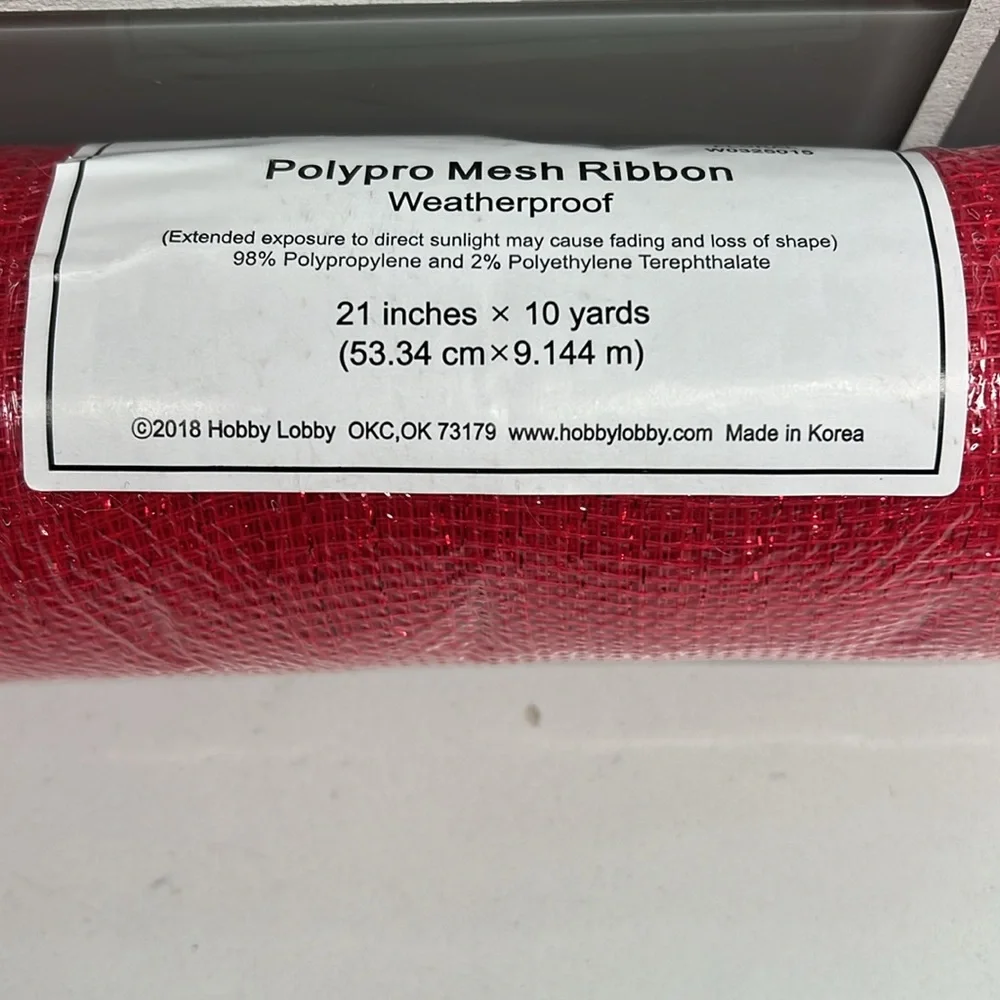 Hobby Lobby Polypro Mesh Ribbon‎ Weatherproof Red